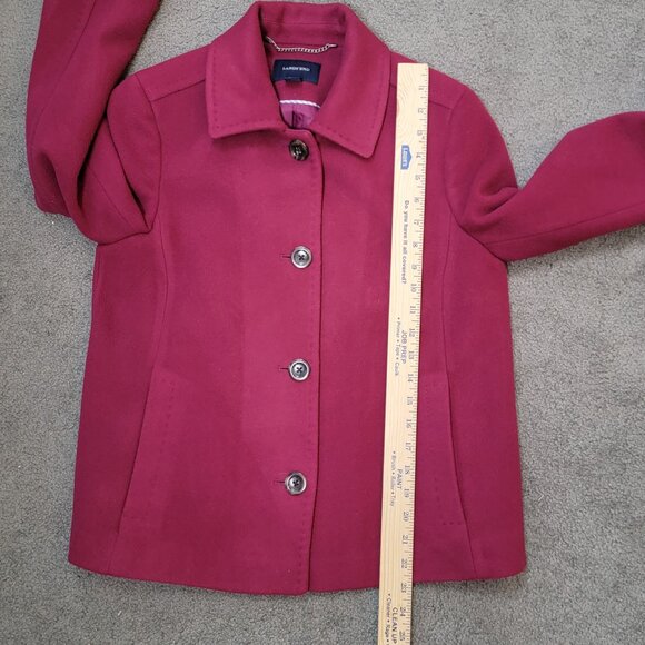 Lands' End Burgundy Wool Cashmere Blend Short Coat Jacket - 6P - Picture 10 of 14